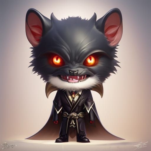 Chibi Vampire Bat Portrait in Hyperdetailed Digital Art