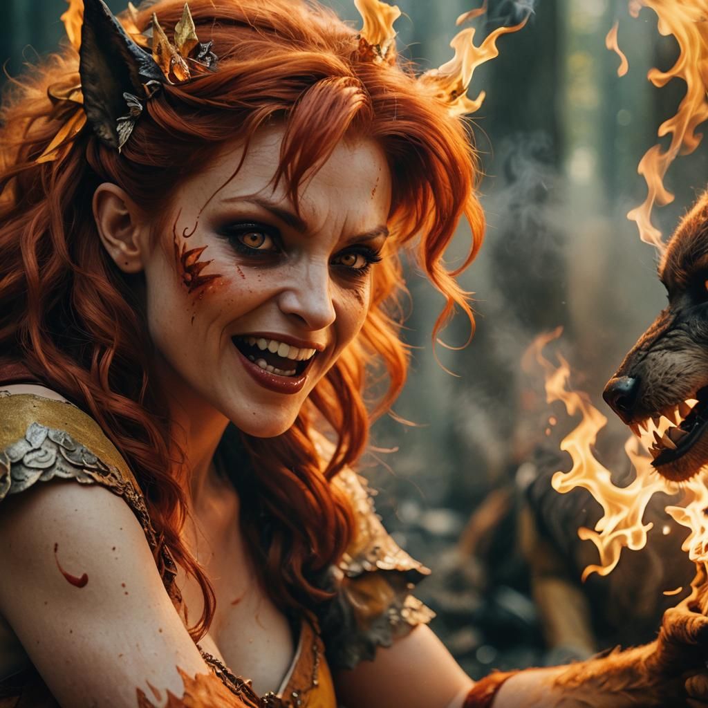 Fiery Fairy Confronts Werewolf with Fire Magic
