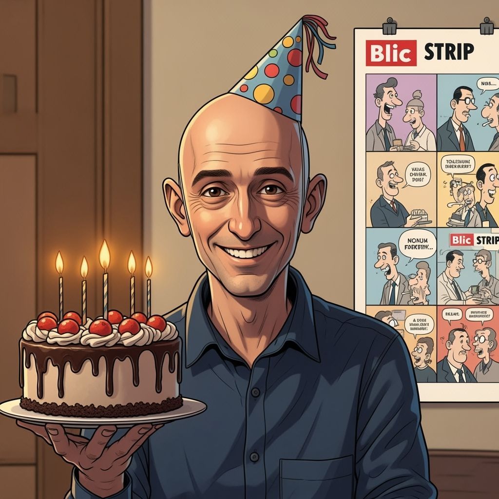 Cartoonist Marko Celebrates Birthday with Cake