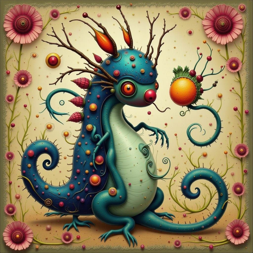 AI Generated Fantasy Dragon and Cicada Art