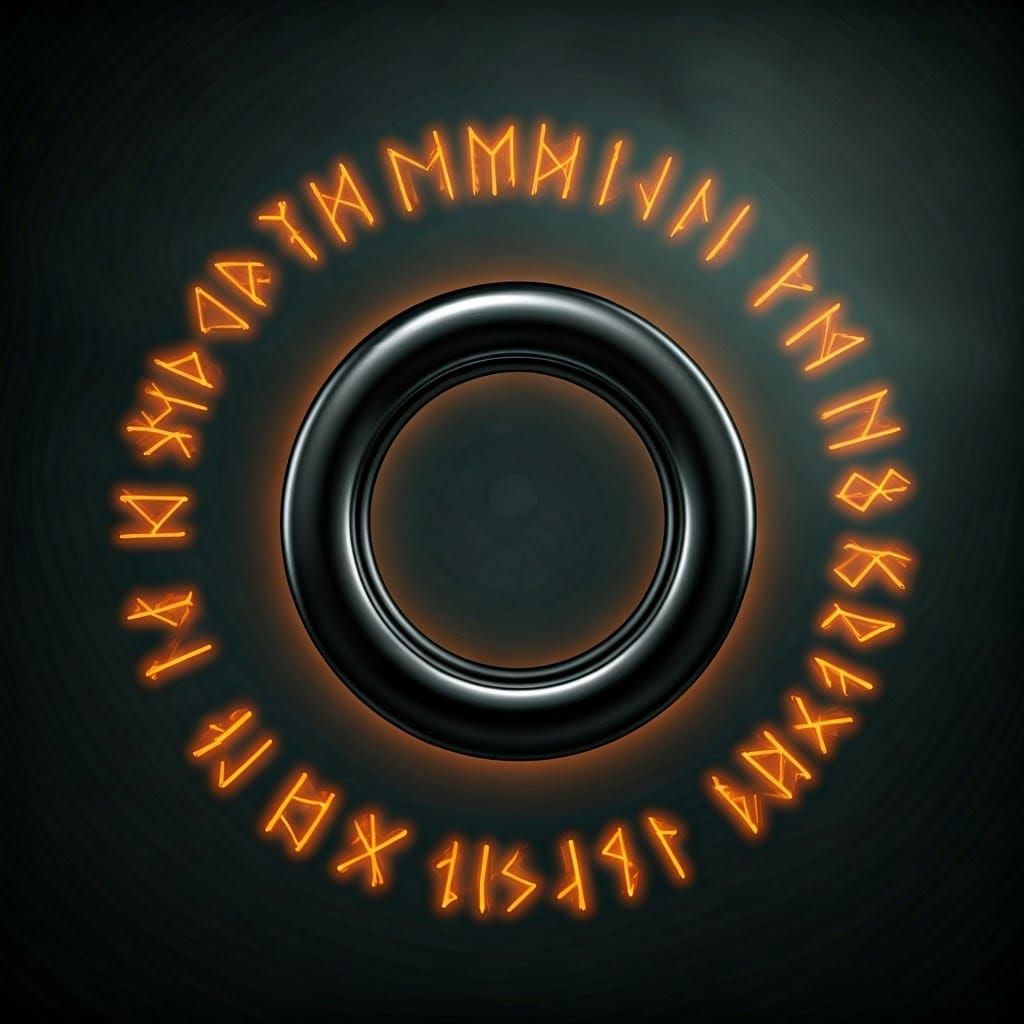 Eerie Black Ring Adorned with Fiery Runes