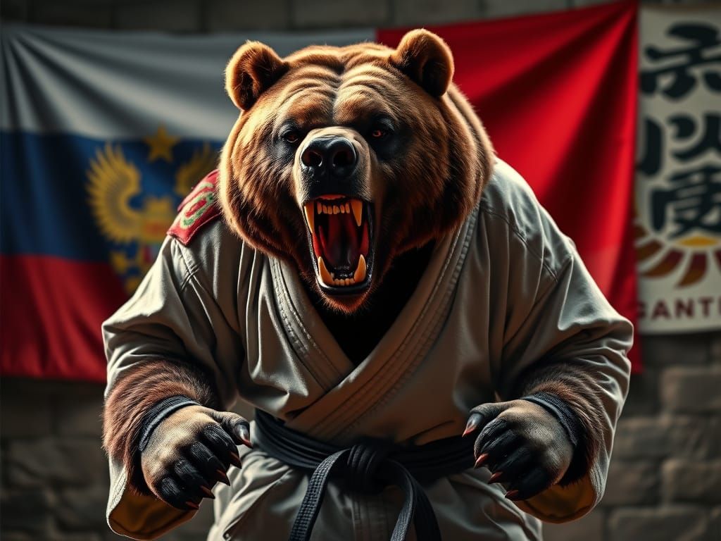 Enraged Grizzly Bear Ready for Battle in Kimono