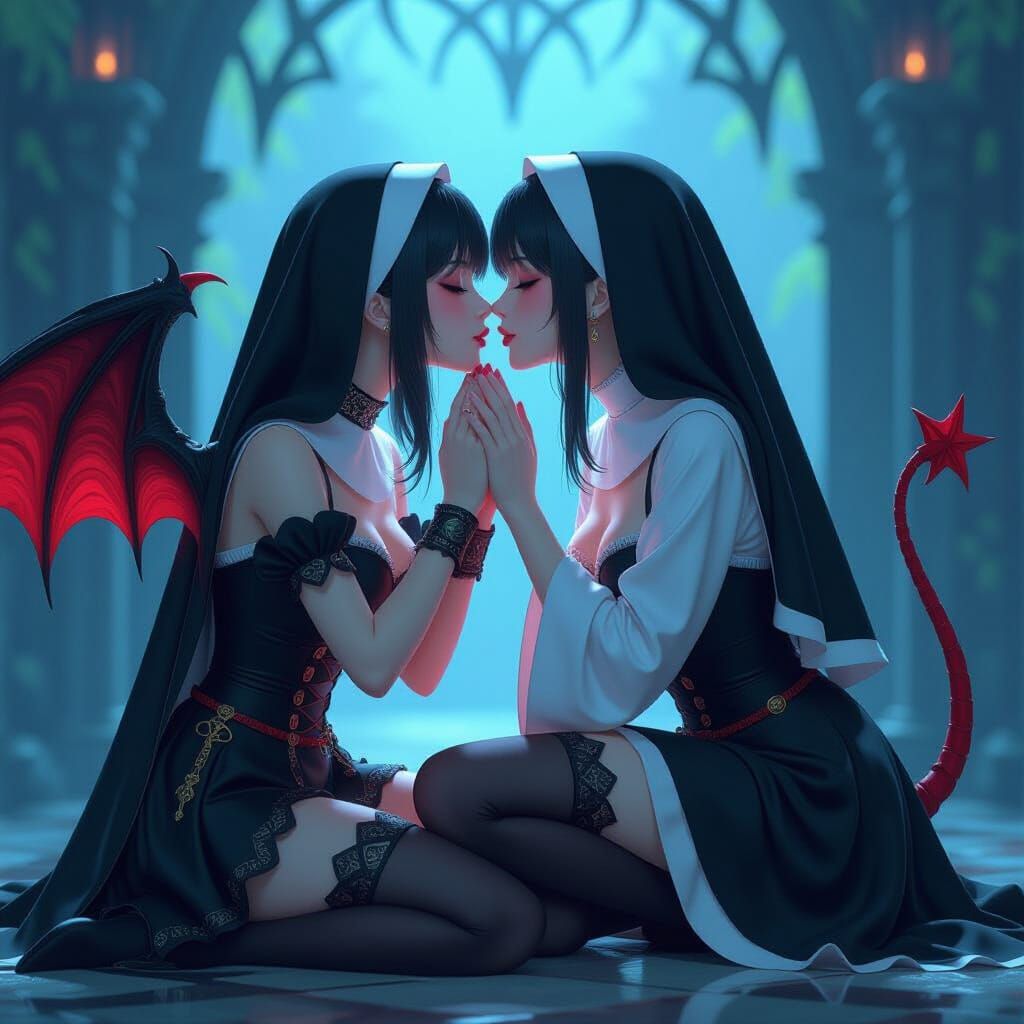 Nun and Demon Kiss: 3D Anime Art