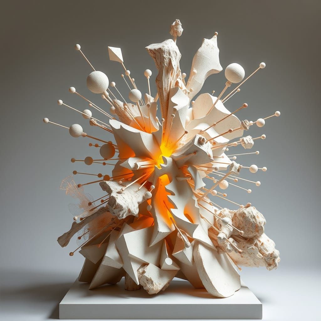 Surreal Explosion Sculpture in Dreamlike Style