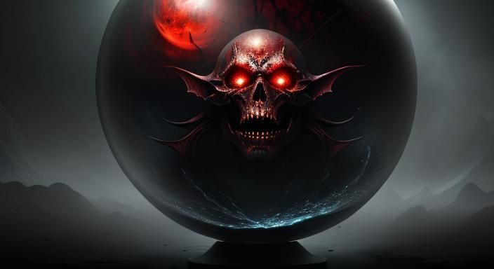 Trapped Vampire Screaming in Glass Sphere: 3D Art
