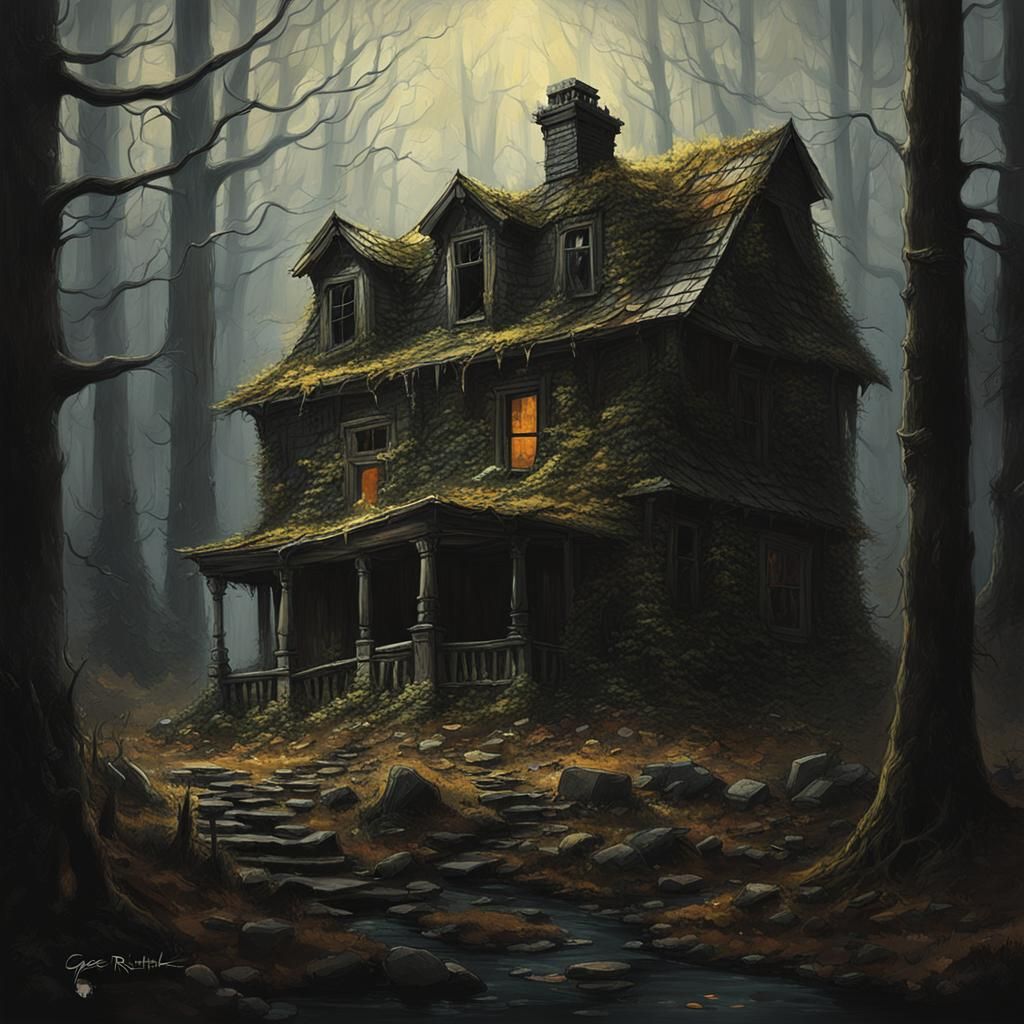 Sinister Hidden House in Dark Fantasy Style