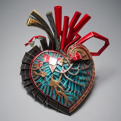 Intricate Origami Human Heart Sculpture
