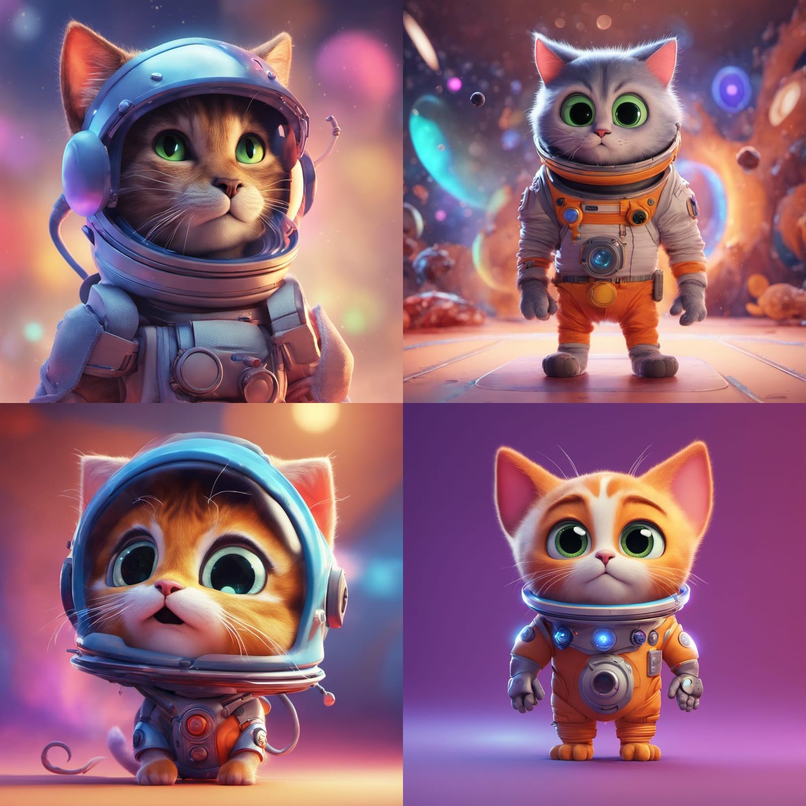 Space Cat Concept Art in Pixar Style