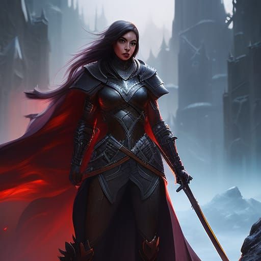 Medieval Fantasy Knight in Snow, Digital Art