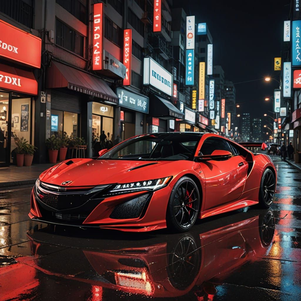 Honda NSX Under City Lights