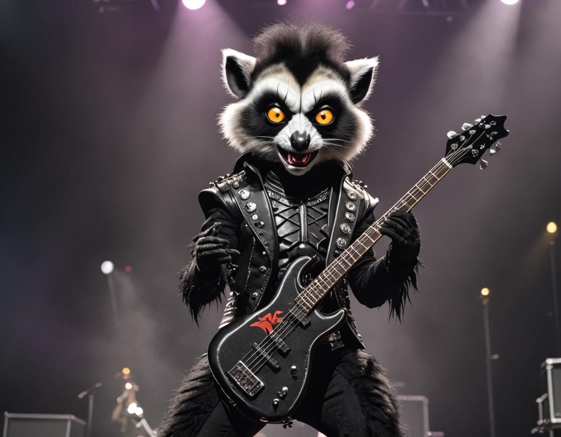 Lemur as Gene Simmons Rocks Out at Kiss Concert