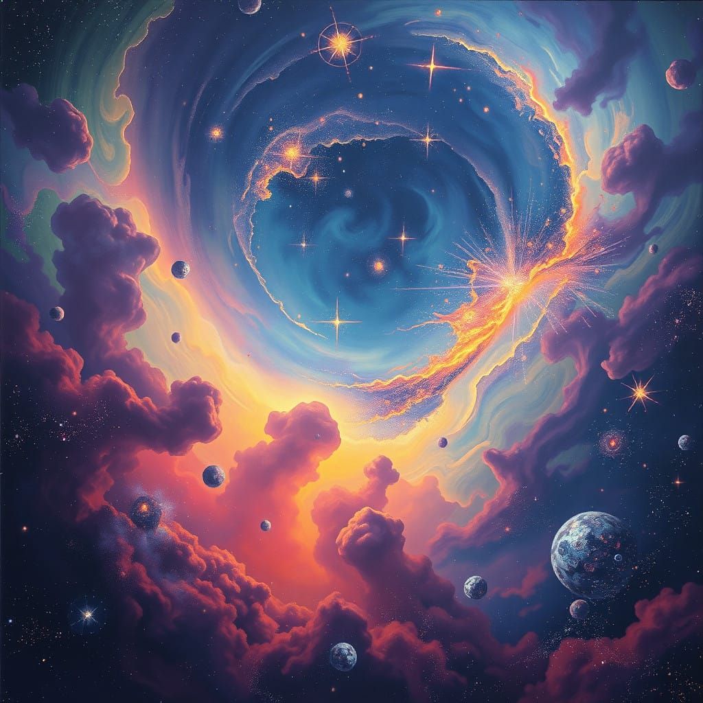 Cosmic Dreamscape in Vibrant Ethereal Style