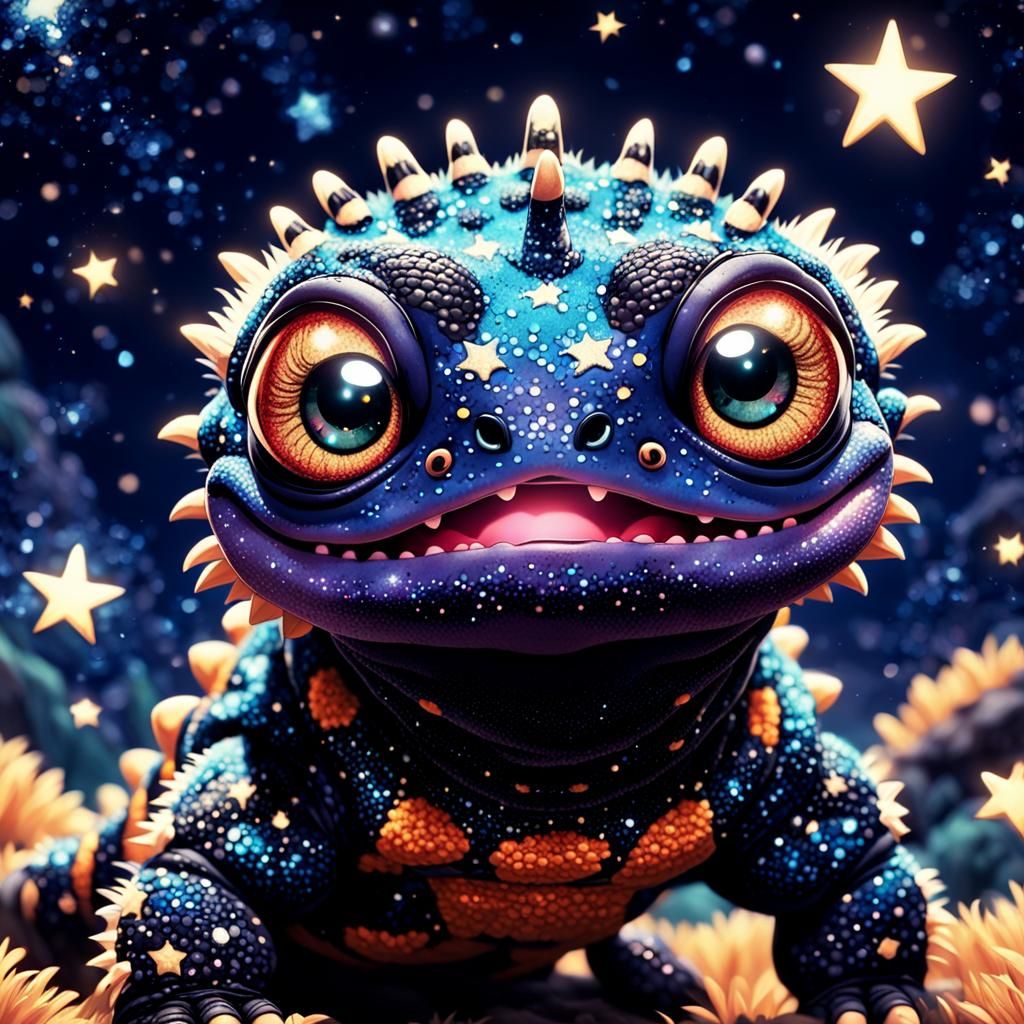 Adorable Fuzzy Gila Monster Portrait in Anime Style