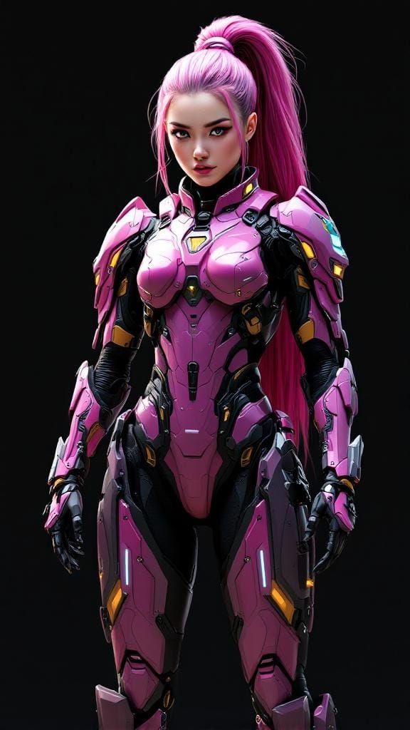 Futuristic Korean Warrior in Sci-Fi Exosuit