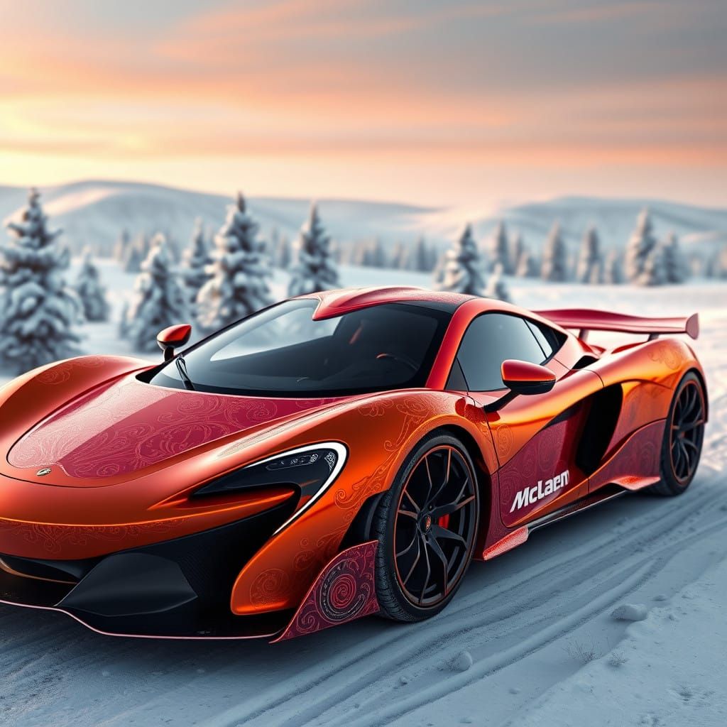 Vibrant Orange McLaren P1 in Winter Wonderland