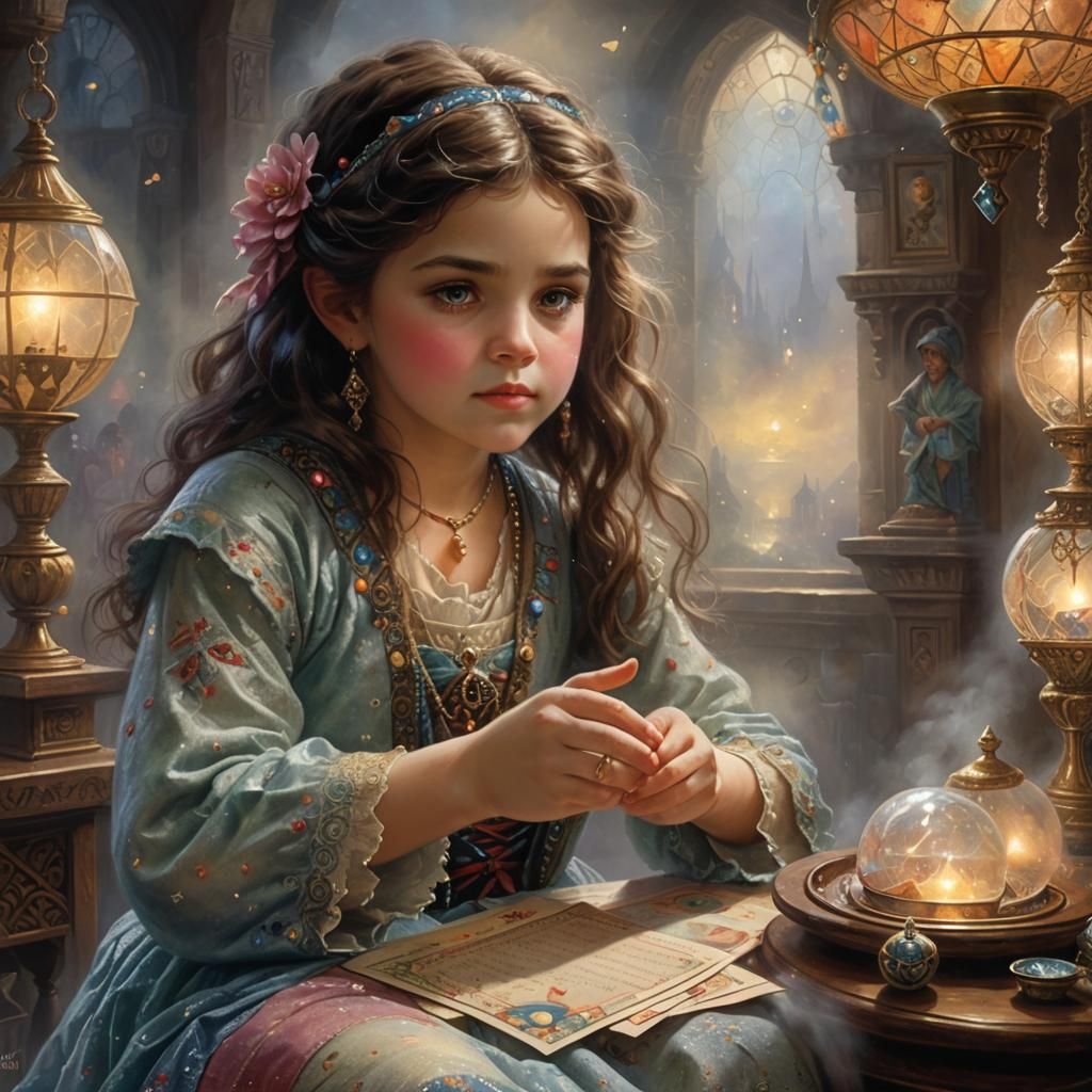 Ethereal Fortune Teller in Kinkade Style