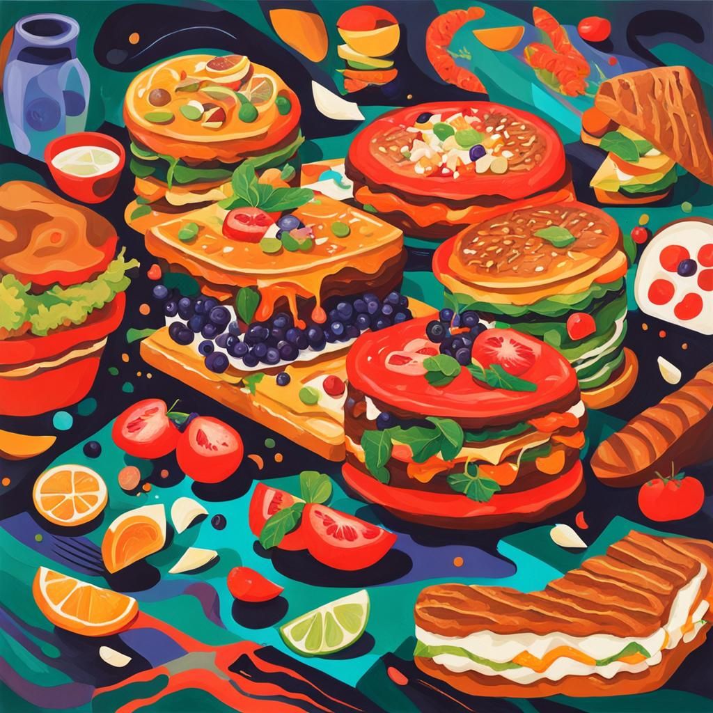 Abstract Food Art in Complementary Colors