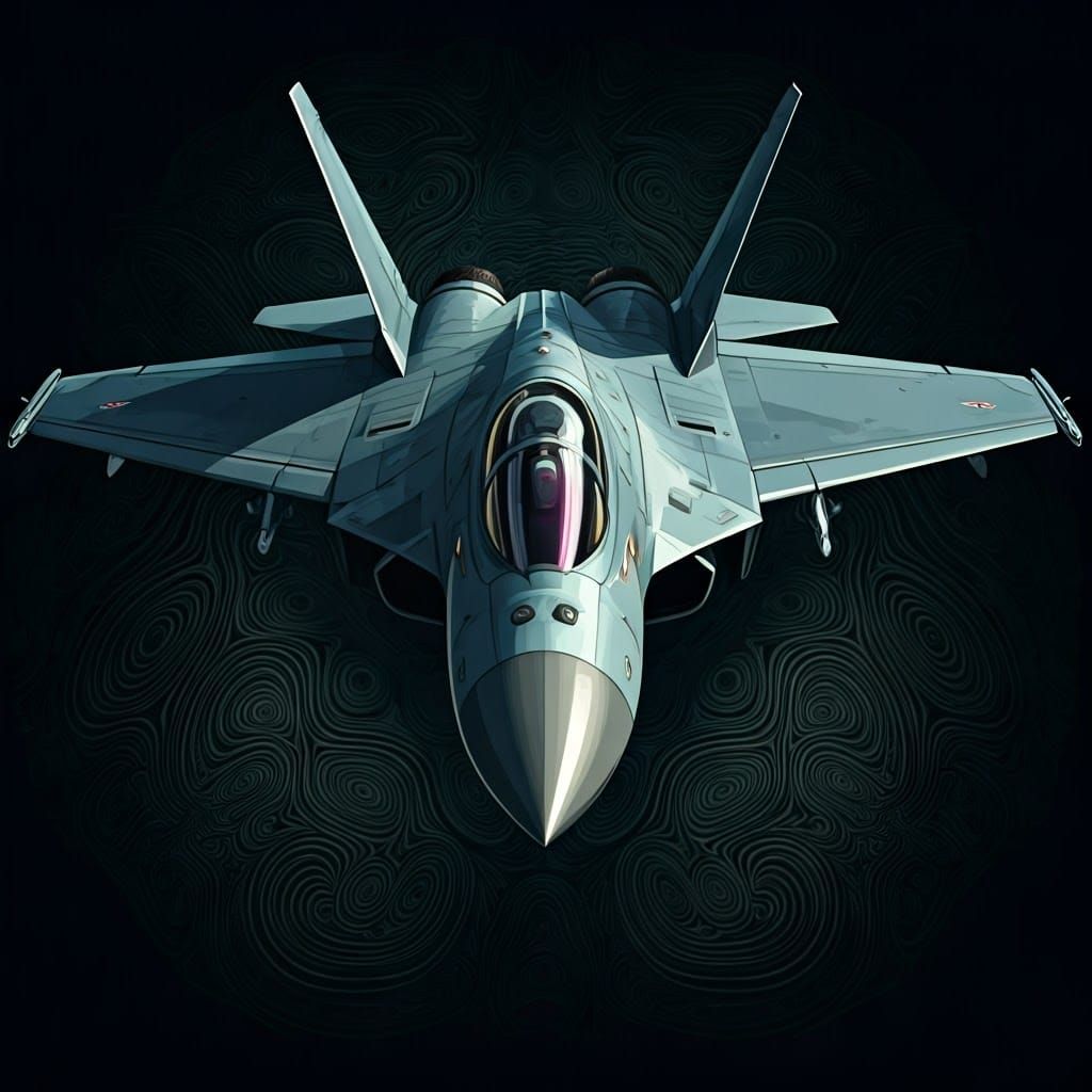Sleek Fighter Jet with Abstract Vector Fractals in 3D