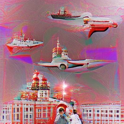 Soviet-Era Retro-Futuristic Cityscape in Brutalist Style