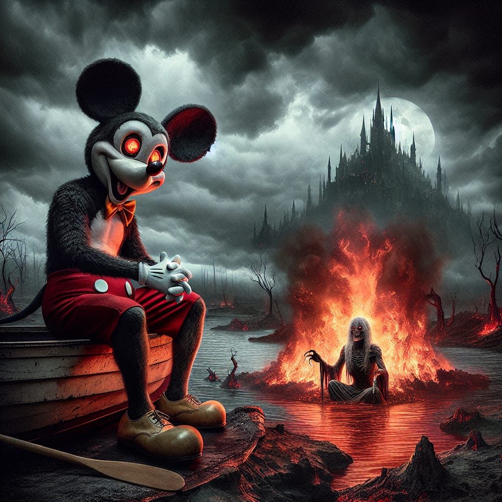 Apocalyptic Mouse in Gloomy, Surreal Landscape