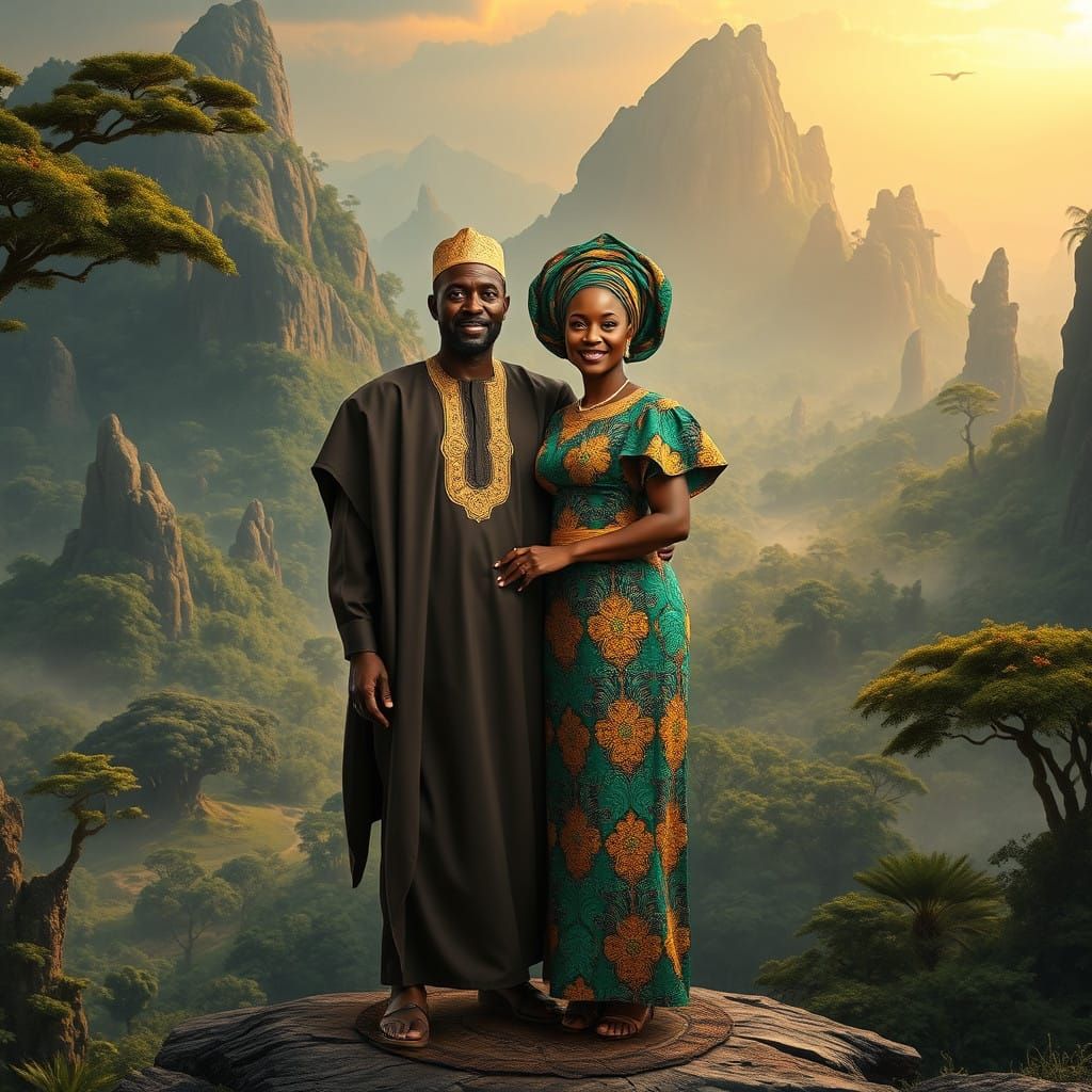 Nigerian Heritage in Vibrant Fantasy Landscapes