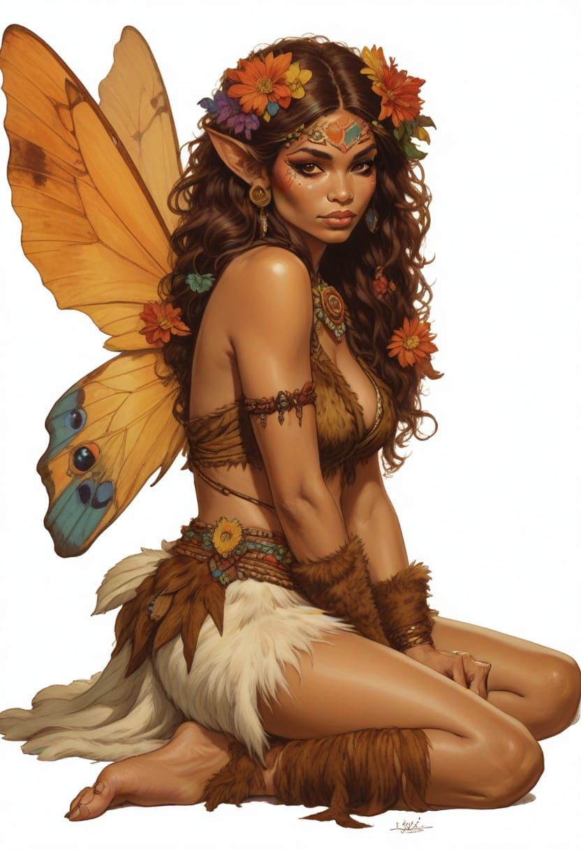 Polynesian Pixie Goddess in Vibrant Fantasy Illustration