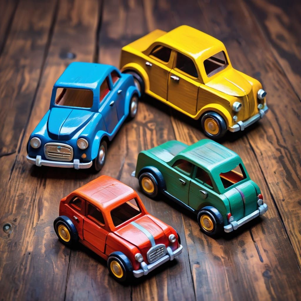 Vibrant Toy Cars in Moody Harmony