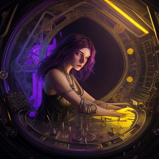 Neon Gothic Pinball Machine in Retro Synth Style