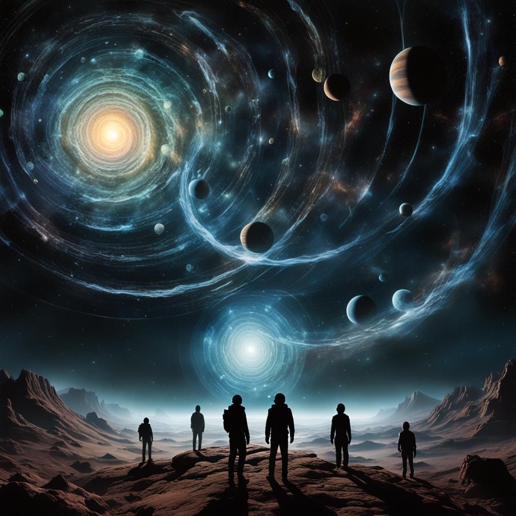 Ethereal Cosmic Scene of Parallel Worlds