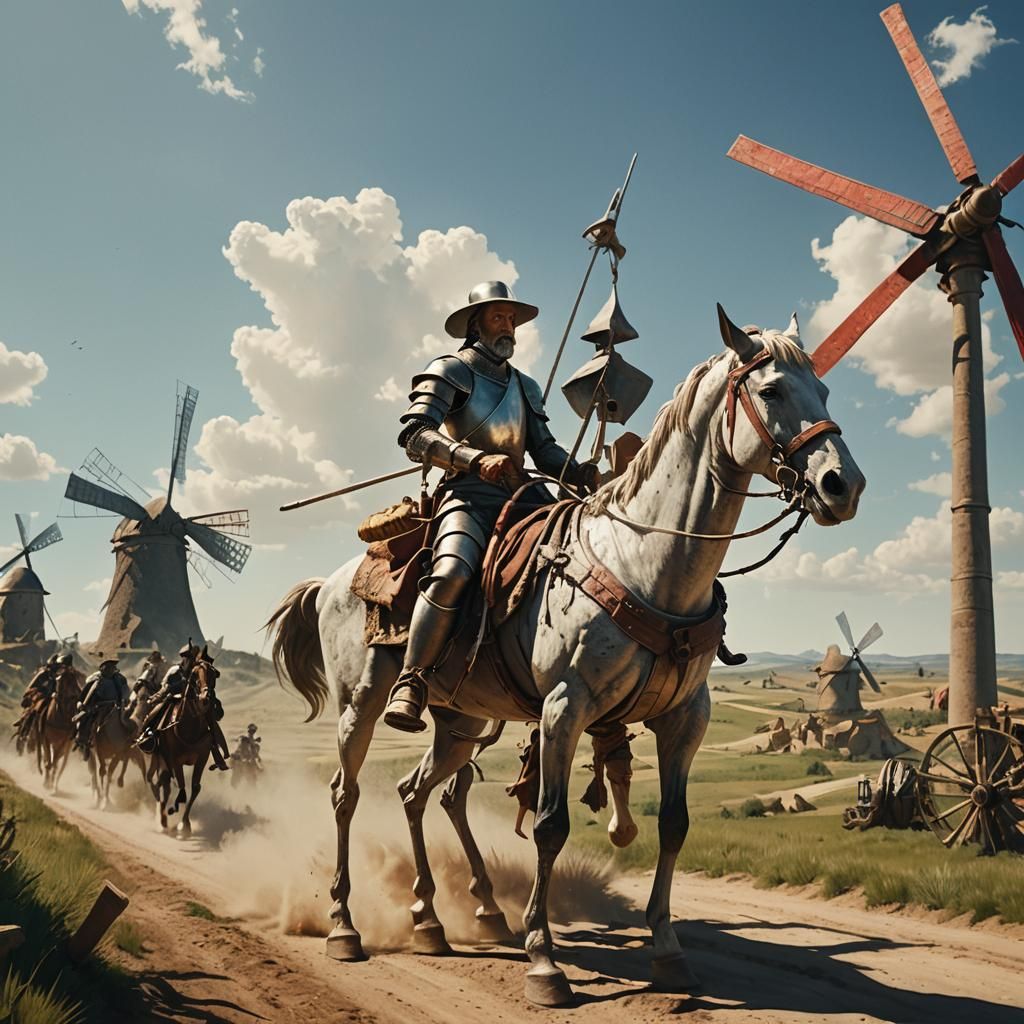 Don Quixote's Tragicomic Battle, Illustrative Style