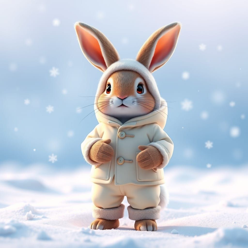 Winter Wonderland Rabbit in 3D Anime Style