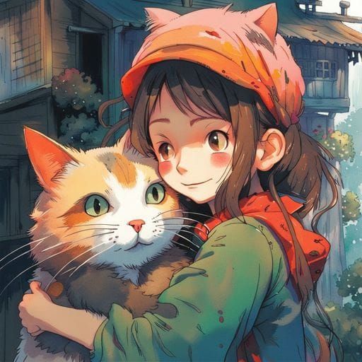 Person With Pet: Simple AI Art