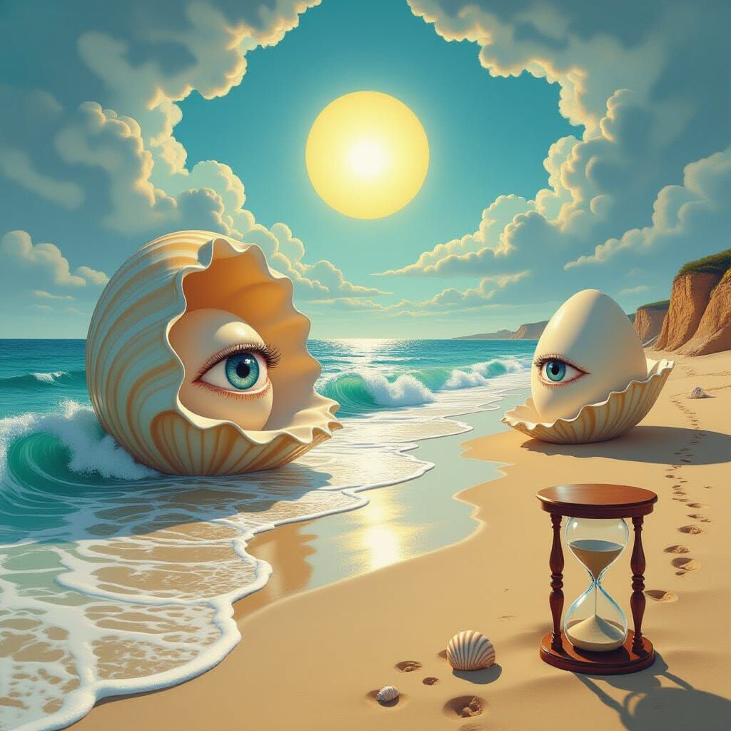 Surreal Beach as a Salvador Dalí Dreamscape