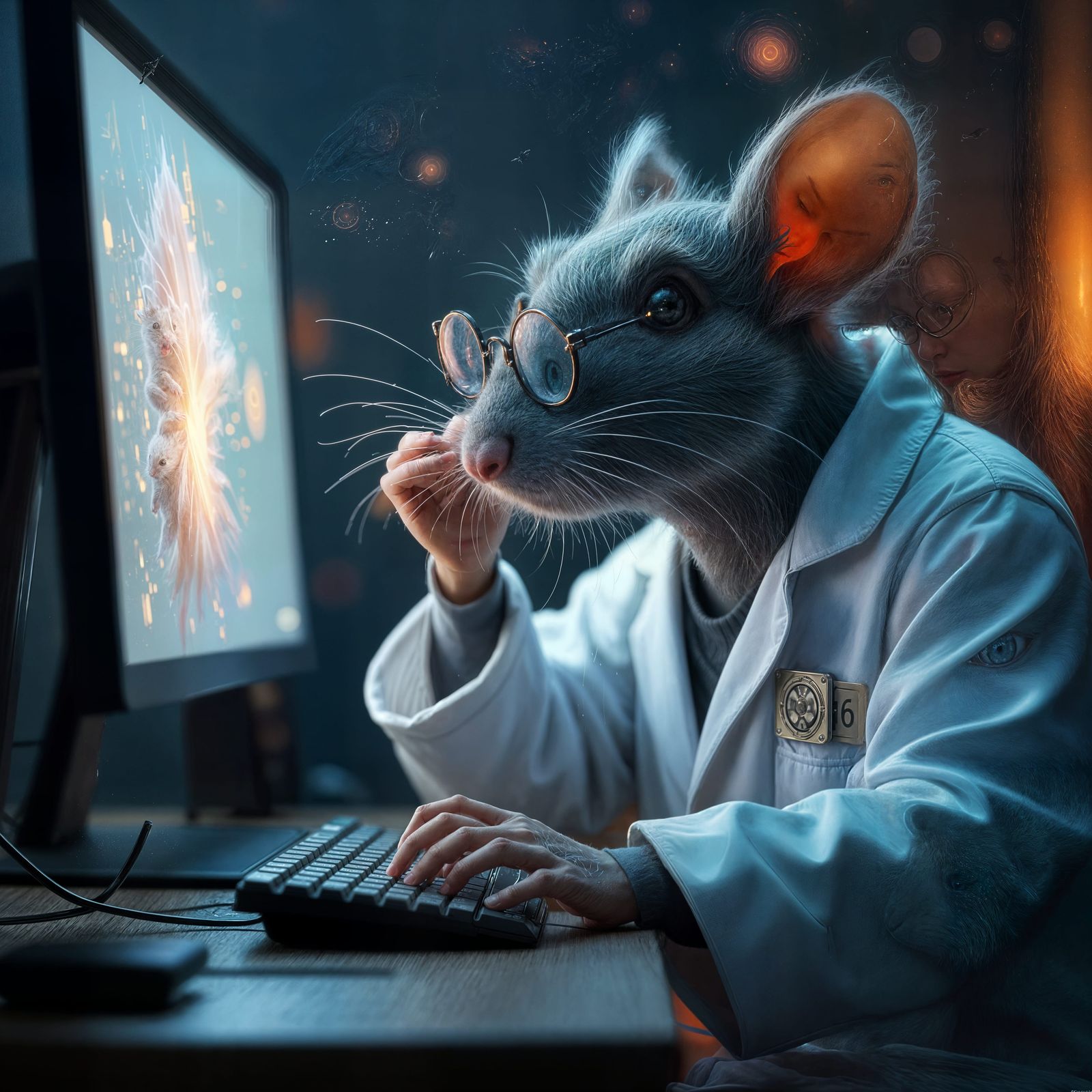 Hyperrealistic Mouse Concept Artist in a Lab