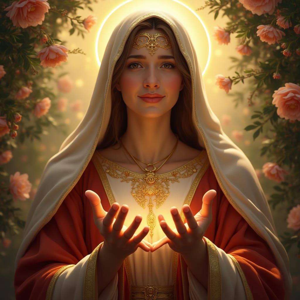 Radiant Mary Portrait with Dramatic Lighting