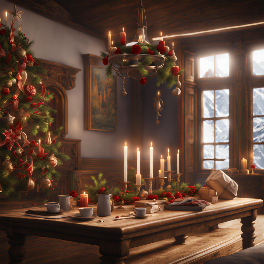 Intricate Shiny Embroidery of Advent Scene