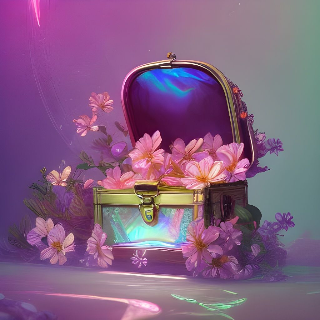 Floral Treasure Chest: Detailed Fantasy Concept Art