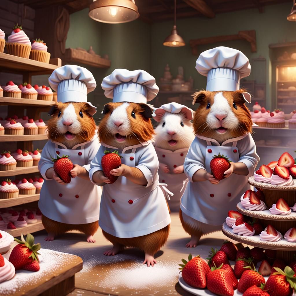 Guinea Pig Bakers Make Strawberry Cake