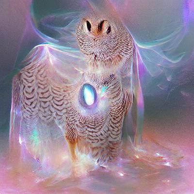 Ethereal Owl with Glowing Eyes in Dark Forest