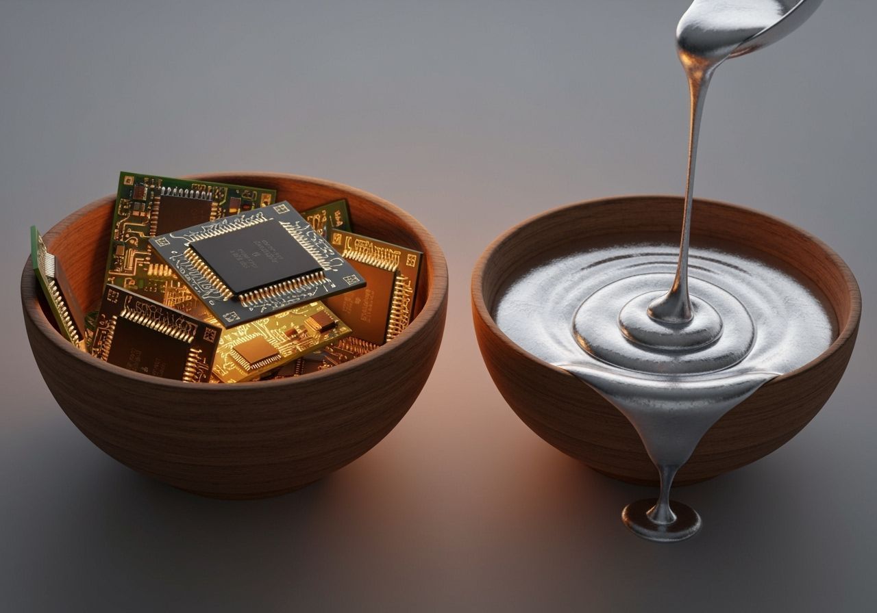 Microchips and Molten Metal in Hyperrealistic Style