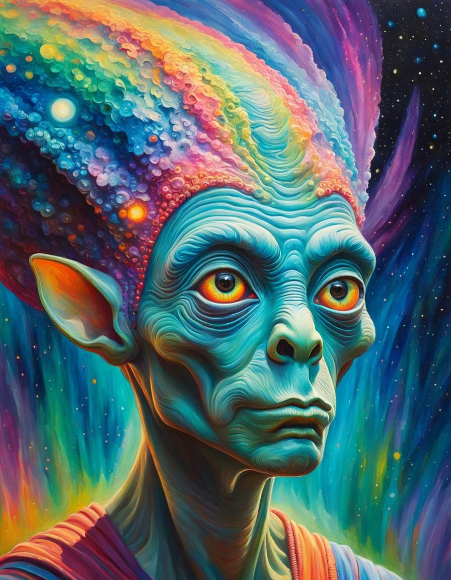 Surreal Alien Photobomb in Mixed Media Style