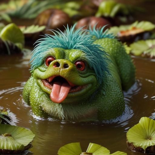 Adorable Swamp Monster Muppet Eats a Hotdog