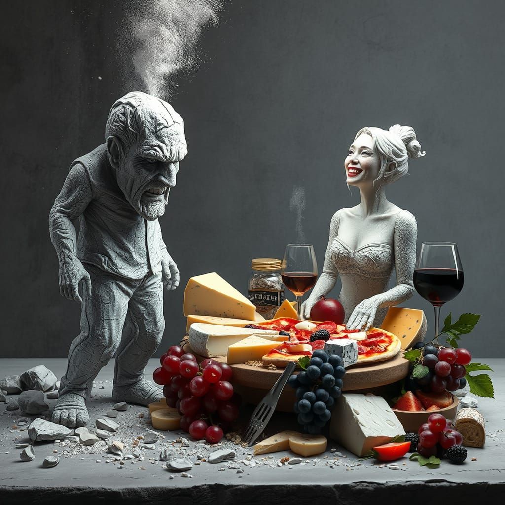 Surreal Chalk Warrior Confronts Cheesy Goddess of Abundance ...