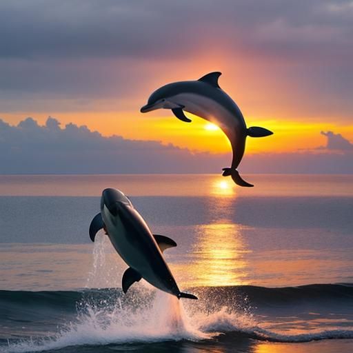 Dolphin Sunset: A Majestic Leap into Twilight