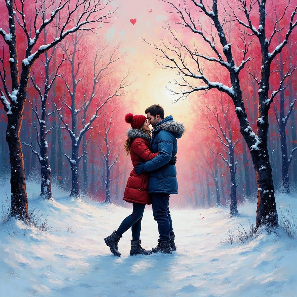 Vibrant Valentine's Day Scene in Futuristic, Stylized Graffi...