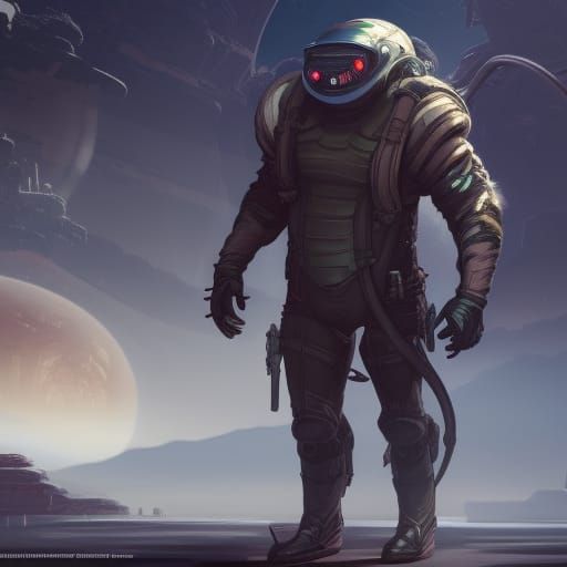 Sci-Fi Smuggler Character in Detailed Matte Painting