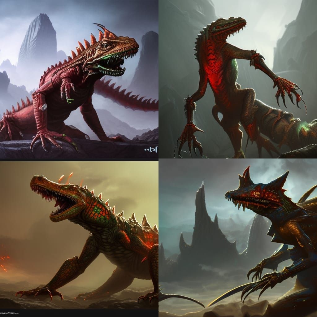 Cyborg Lizard Warrior Concept Art in 8K