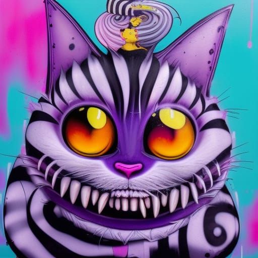 Colorful Cheshire Cat Graffiti Art