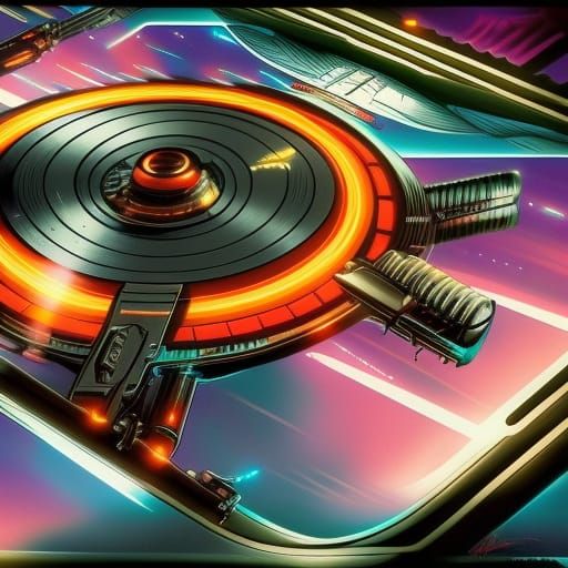 Turntables in UFO Spaceship: Cyberpunk Concept Art
