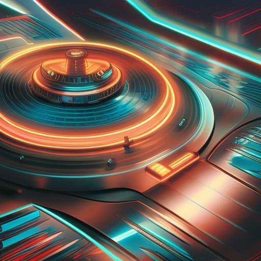 Turntables in Spaceship UFO: Cyberpunk Concept Art